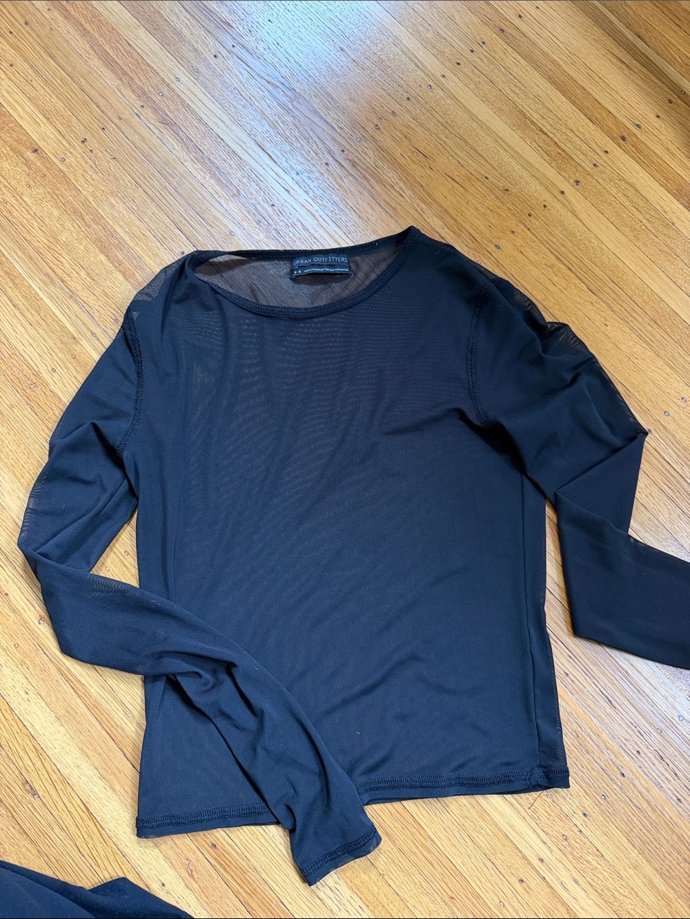 Black Sheer Mesh Long Sleeve Top